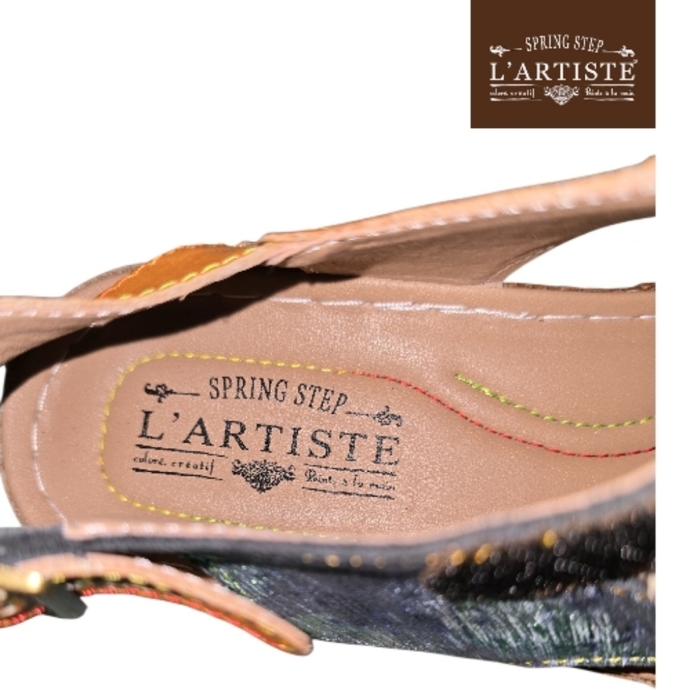 L'ARTISTE by Spring Step Sumacah Painted Leather Sandal Women's sz 41 EU/9.5 US - Picture 7 of 8